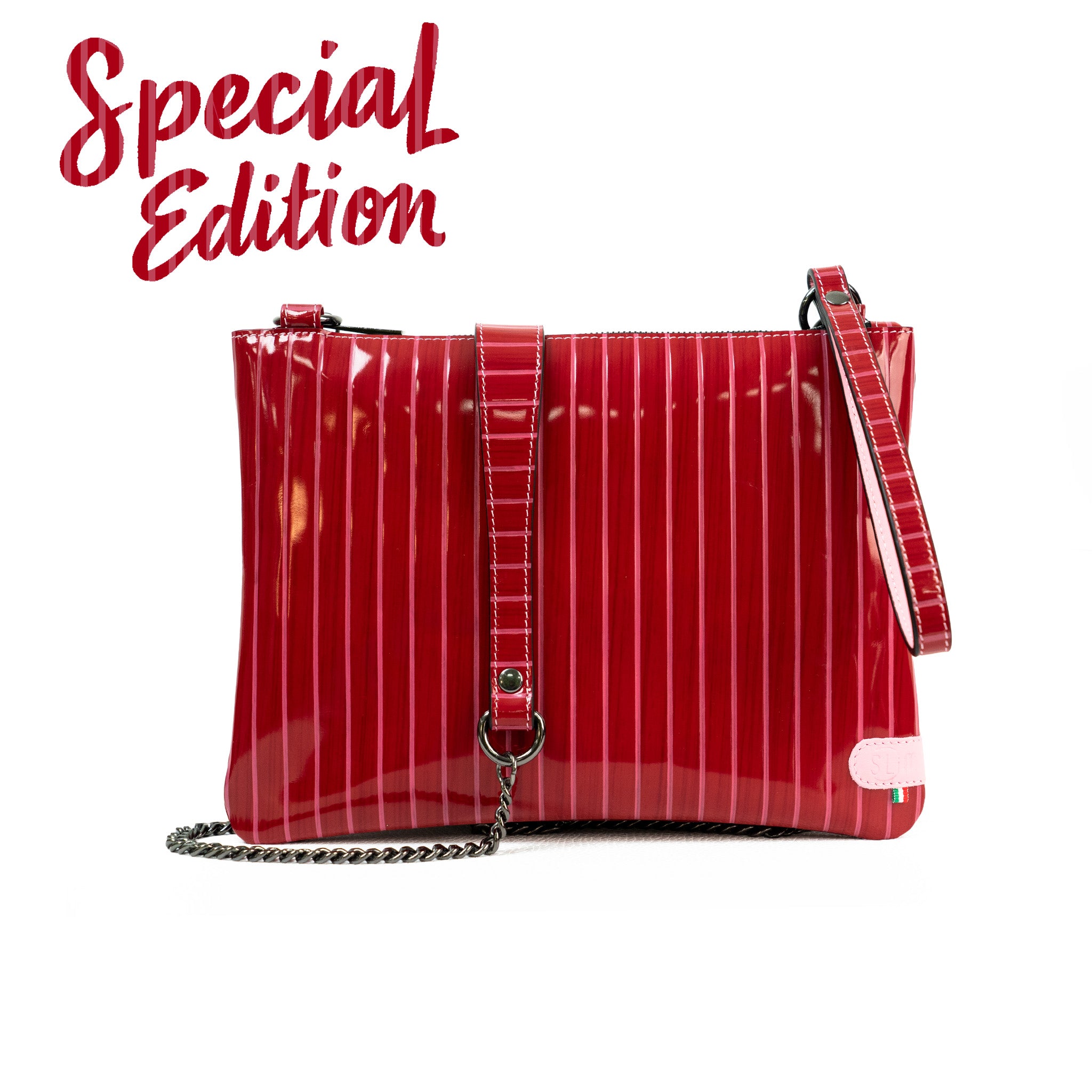 Pochette con Tracolla Vera Pelle Lollipop Fucsia e Rosa