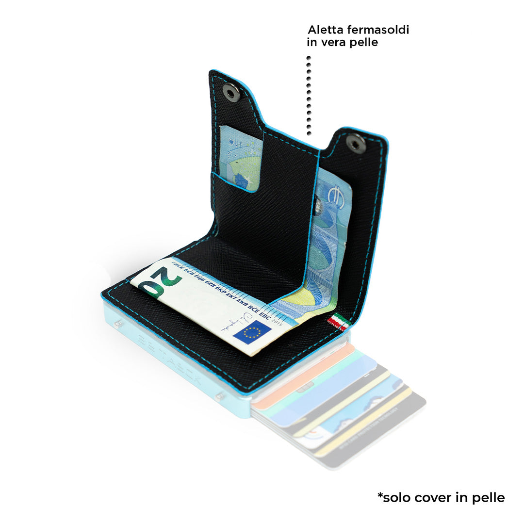 Cover in Pelle Be Tasck Saffiano Nero e Azzurro
