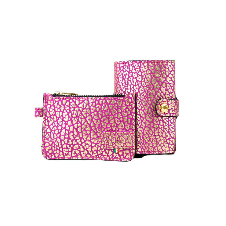 Set Metal Fucsia e Oro Bottalato SLim e Portamonete