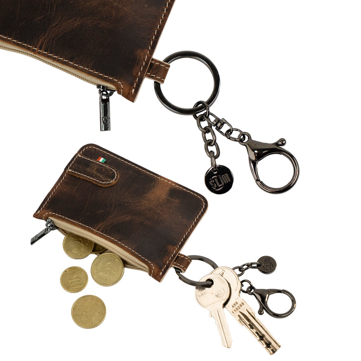 SLim®️ Genuine Crazy Leather Keychain-Coin Purse