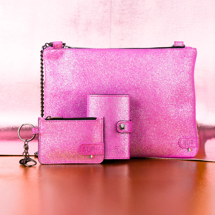 Set Metal Viola Glitter Pochette piccola