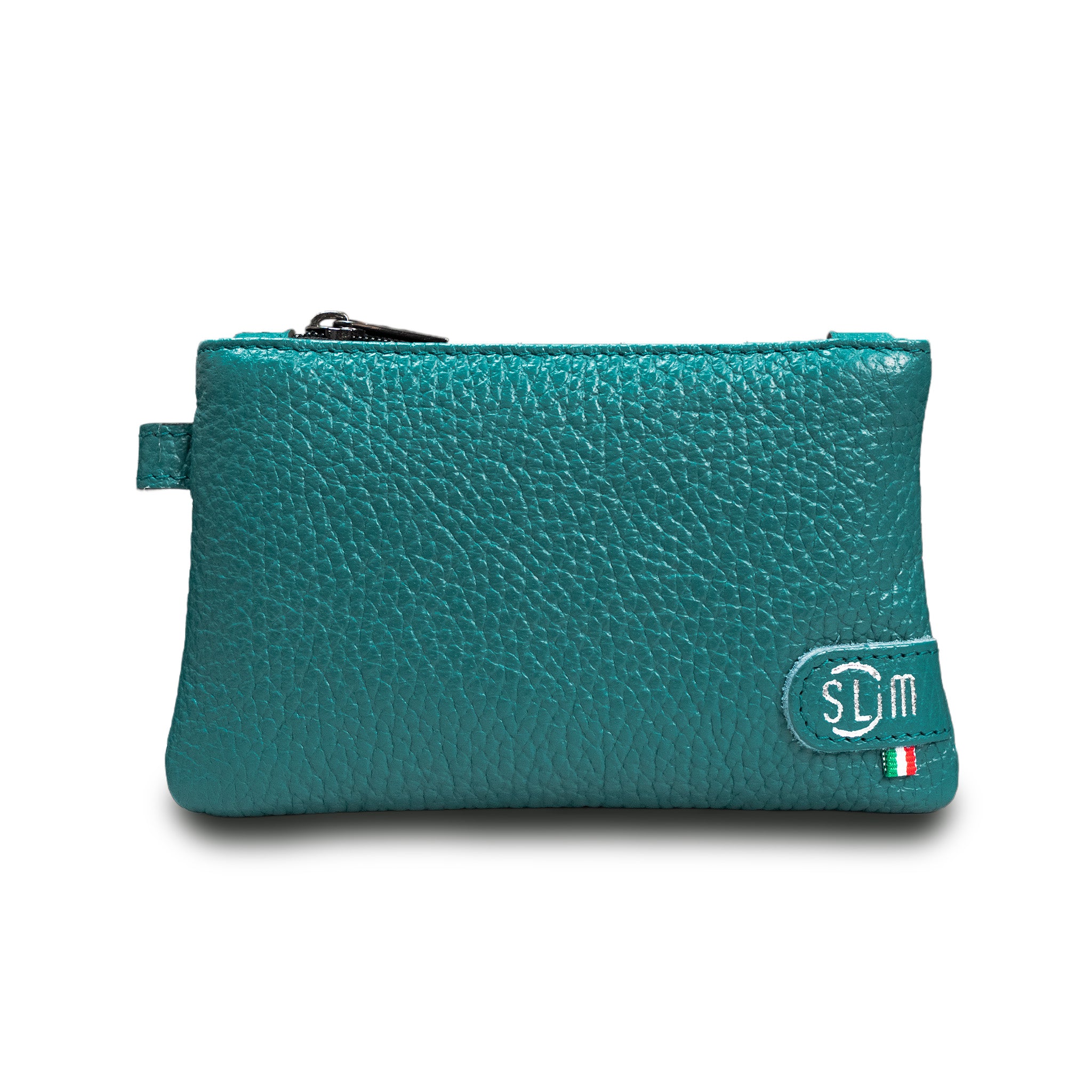 Mini Pochette Vera Pelle Bottalato Petrolio