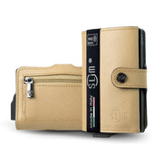 SLim®️ genuine leather blue petroleum multicolour wallet with zip