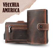 Porta Carte Vera Pelle Crazy Horse Brown con zip