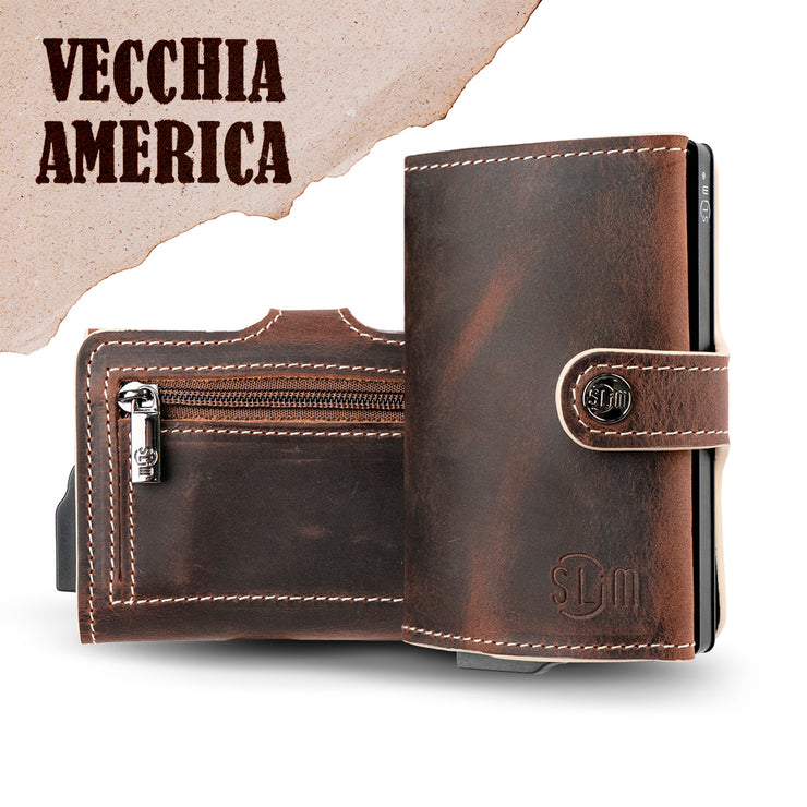 Porta Carte Vera Pelle Crazy Horse Brown con zip