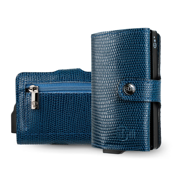 SLim®️ genuine leather blue petroleum multicolour wallet with zip