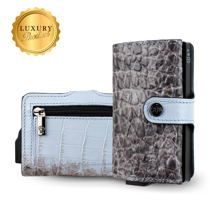 SLim®️ genuine leather blue petroleum multicolour wallet with zip
