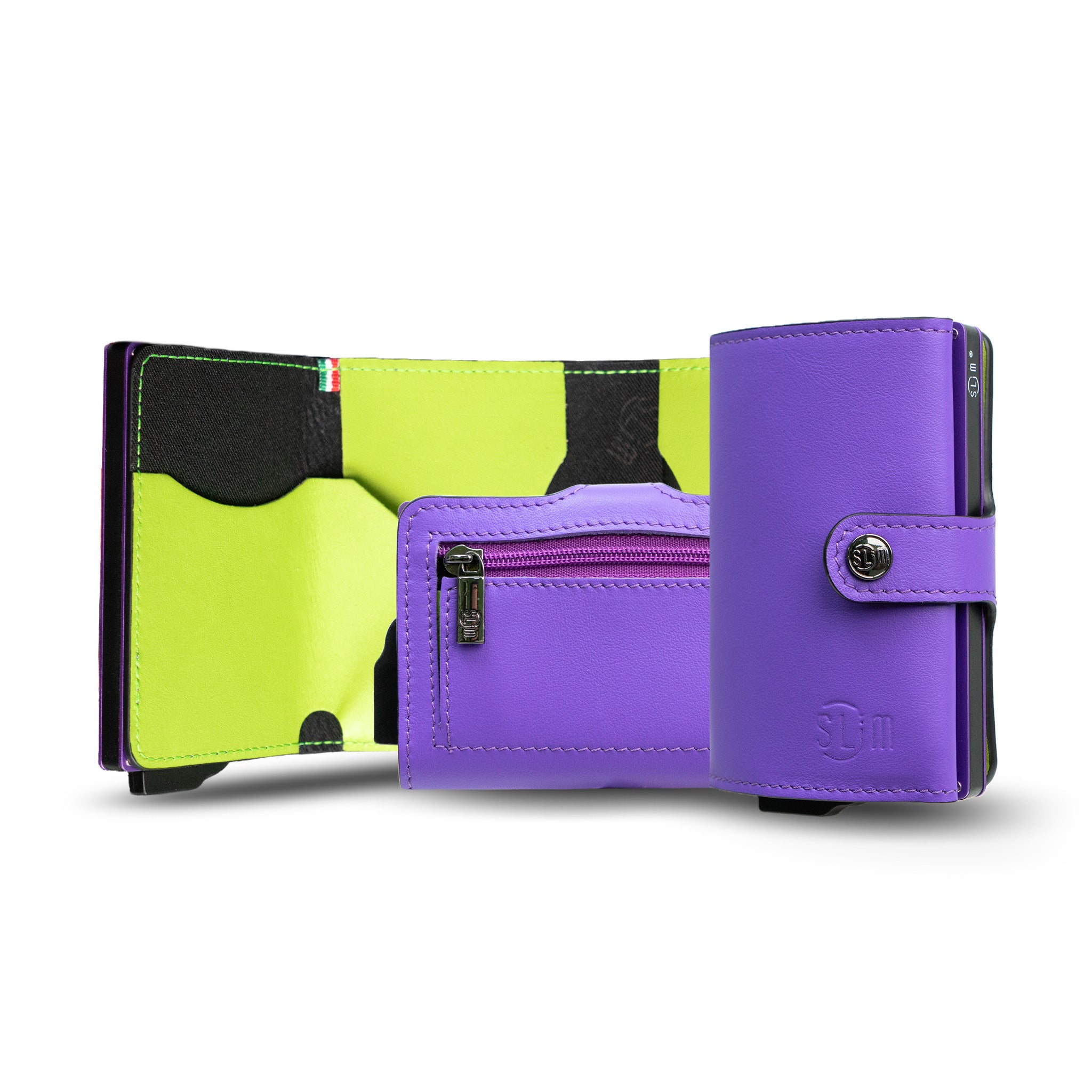 SLim®️ genuine leather blue petroleum multicolour wallet with zip