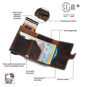 Porta Carte Vera Pelle Crazy Horse Brown con zip