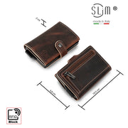 Porta Carte Vera Pelle Crazy Horse Brown con zip