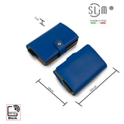 Porta Carte Vera Pelle Blu Multicolor senza zip