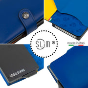 Porta Carte Vera Pelle Blu Multicolor senza zip