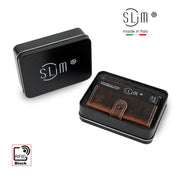 Porta Carte Vera Pelle Crazy Horse Cuoio Dark con zip