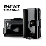 Porta Carte Vera Pelle Nero con Zip