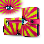 SLim®️Occhio Pop Art Vera Pelle Bottalato con zip porta monete