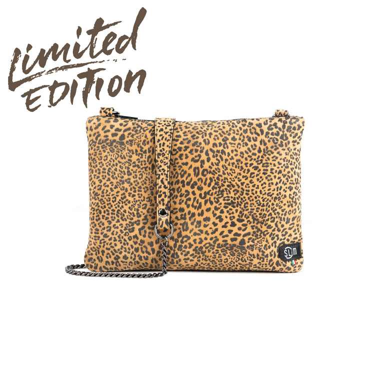 Clutch Bag with Wristband in Genuine Black Saffiano Leather