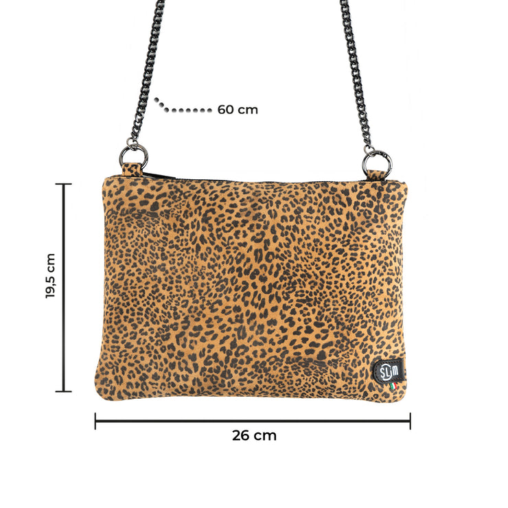 Clutch Bag with Wristband in Genuine Black Saffiano Leather