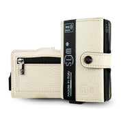 Porta Carte Vera Pelle Bottalato Beige con zip porta monete
