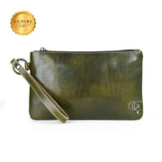 Pochette con Polsiera Vera Pelle Vegetale Verde