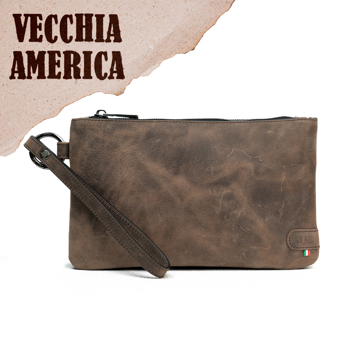 Pochette con Polsiera Vera Pelle Crazy Brown