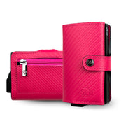 SLim®️ carbon style genuine leather wallet black/yellow with zip