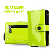Porta Carte Vera Pelle Verde Mela con Zip