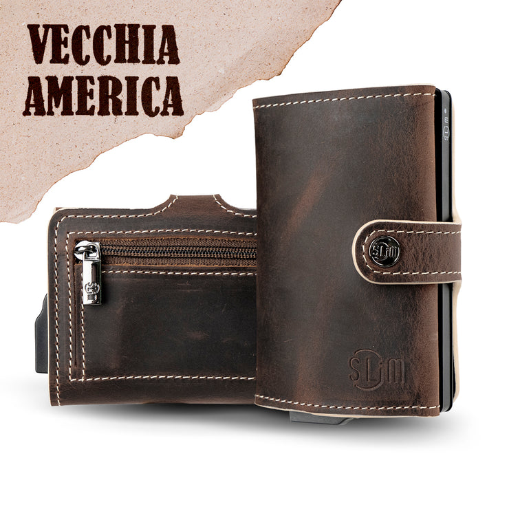 Porta Carte Vera Pelle Crazy Horse Brown con zip