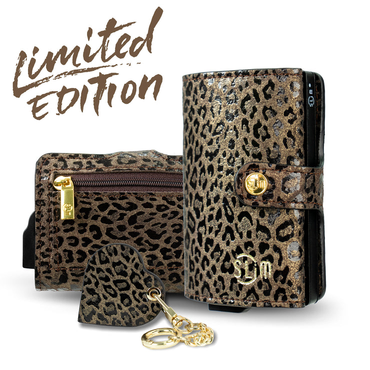 SLim®️ Vera Pelle Animalier Leopard Iwo con zip porta monete