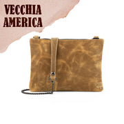Clutch Bag with Wristband in Genuine Black Saffiano Leather