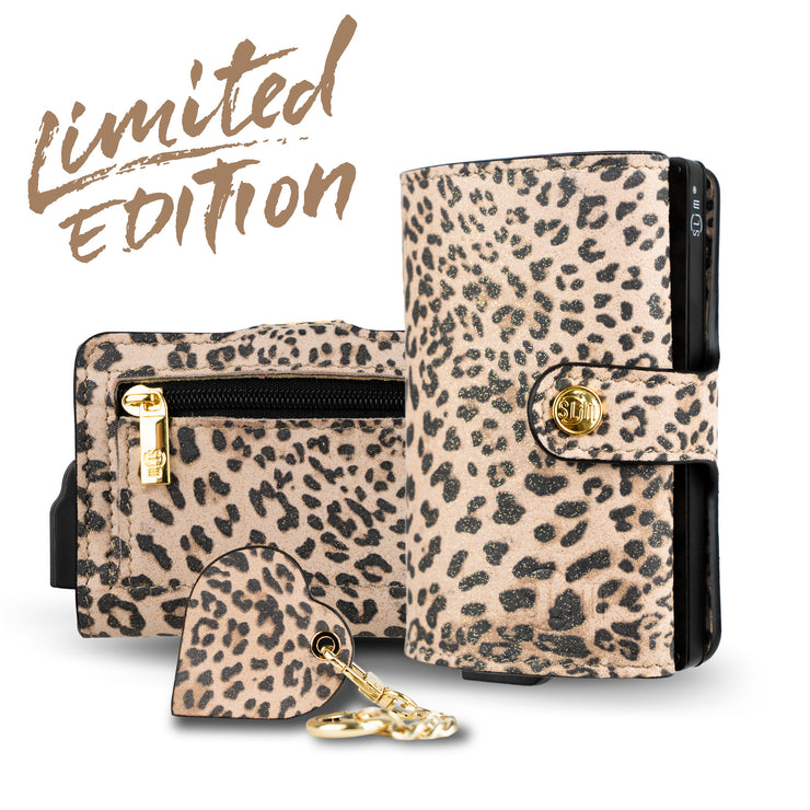 SLim®️Maculato Genuine Leopard Leather with Zip Coin Purse and Heart Key Ring