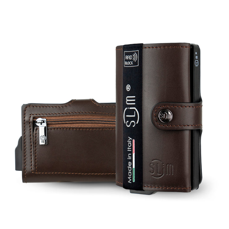 SLim®️ genuine leather blue petroleum multicolour wallet with zip