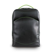 Zaino Vera Pelle Carbon Nero cuciture Verde Fluo