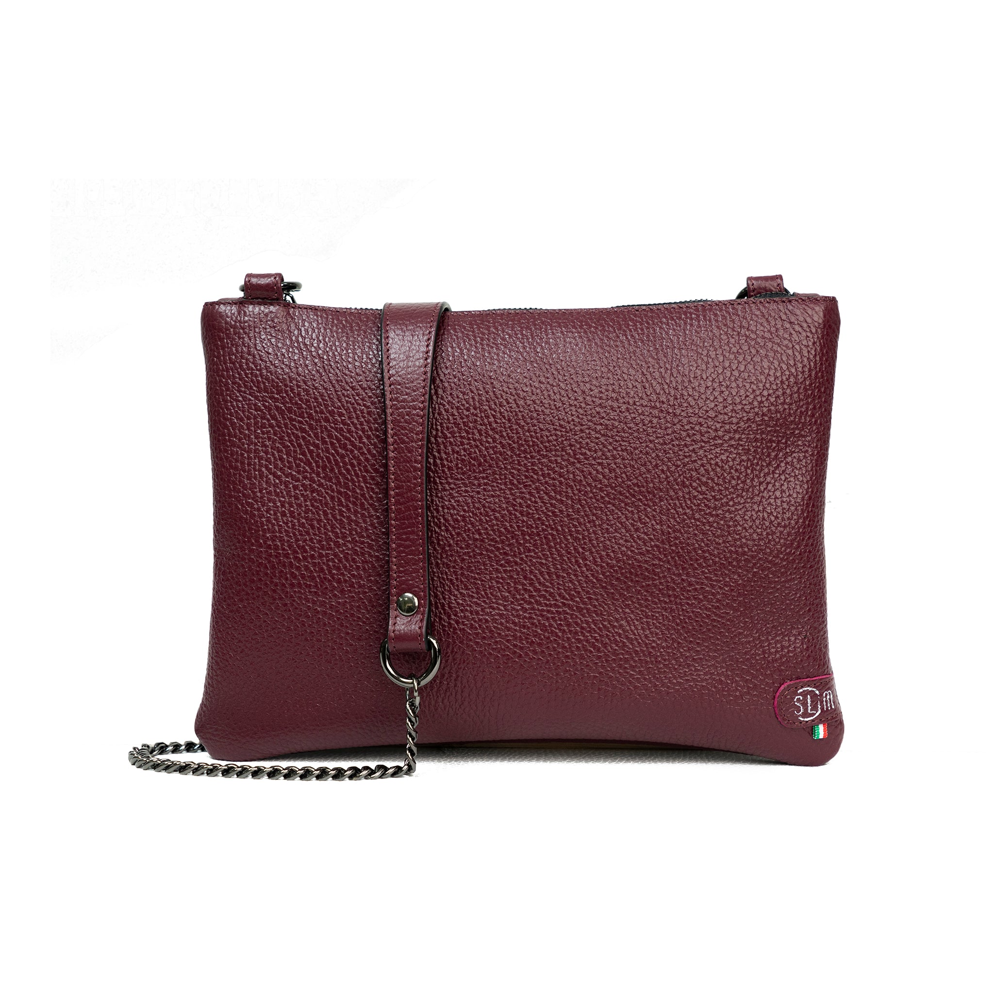 Pochette con Tracolla Vera Pelle Bottalato Vinaccia