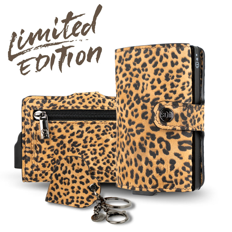 SLim®️Maculato Genuine Leopard Leather with Zip Coin Purse and Heart Key Ring