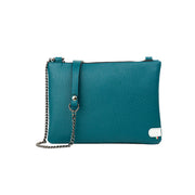 Pochette con Tracolla Vera Pelle Bottalato Petrolio