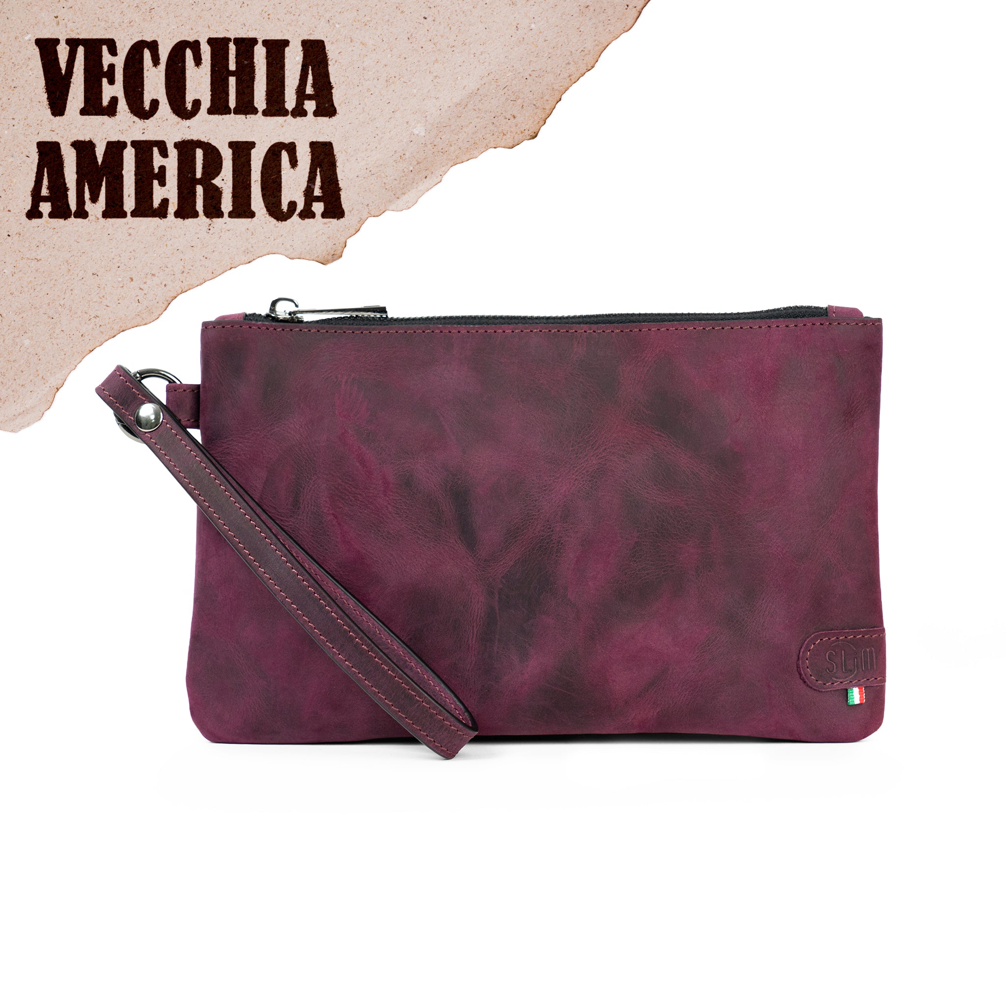 Pochette con Polsiera Vera Pelle Crazy Horse Viola