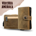 Porta Carte Vera Pelle Crazy Horse Cuoio con zip