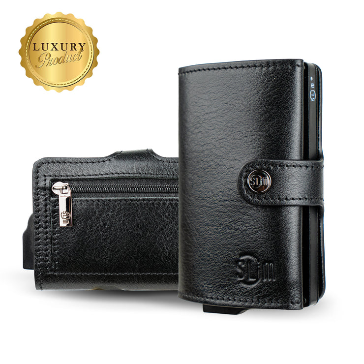 SLim®️ Genuine Vegetable Tanned Leather Card Holder Blue Zip