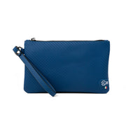 Pochette con Polsiera Vera Pelle Carbon blu