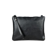 Pochette Modello Grande con Polsiera Vera Pelle Carbon Nero