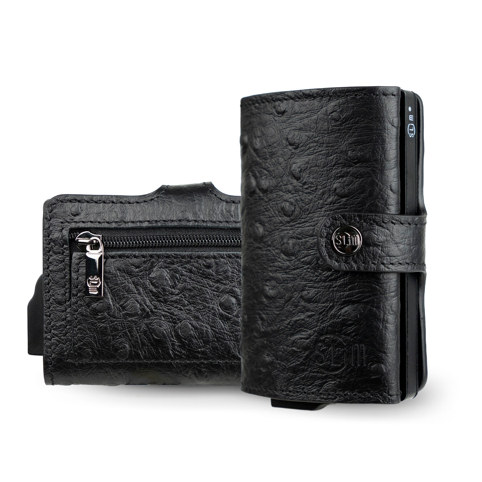SLim®️ Vera Pelle stampa Struzzo Nero
