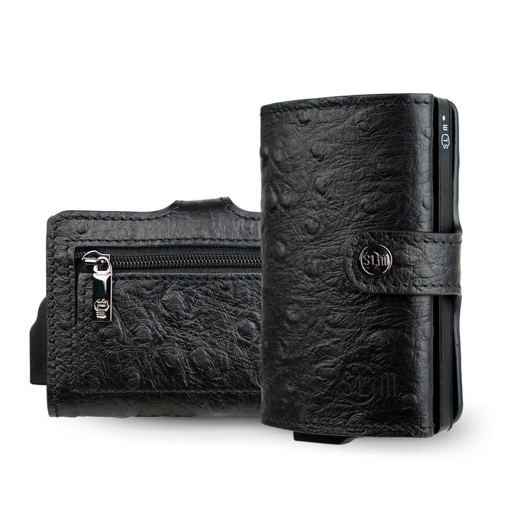 SLim®️ Vera Pelle stampa Struzzo Nero