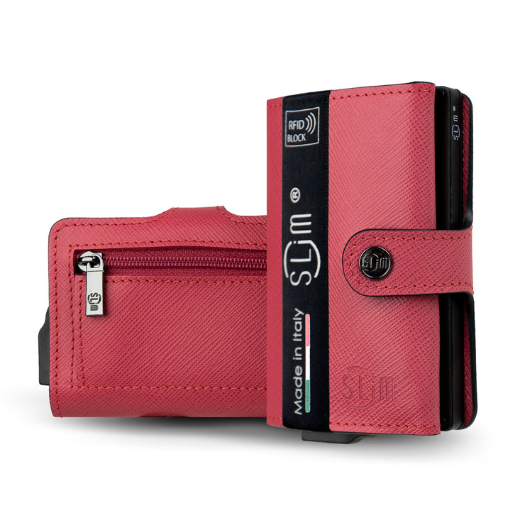 SLim®️ genuine leather blue petroleum multicolour wallet with zip