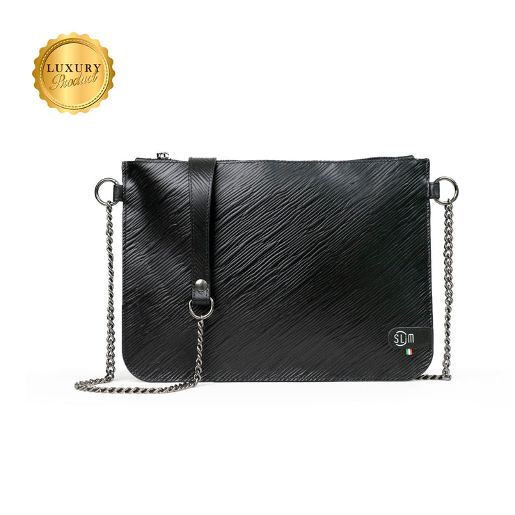 Pochette con Tracolla Vera Pelle Epi Nero