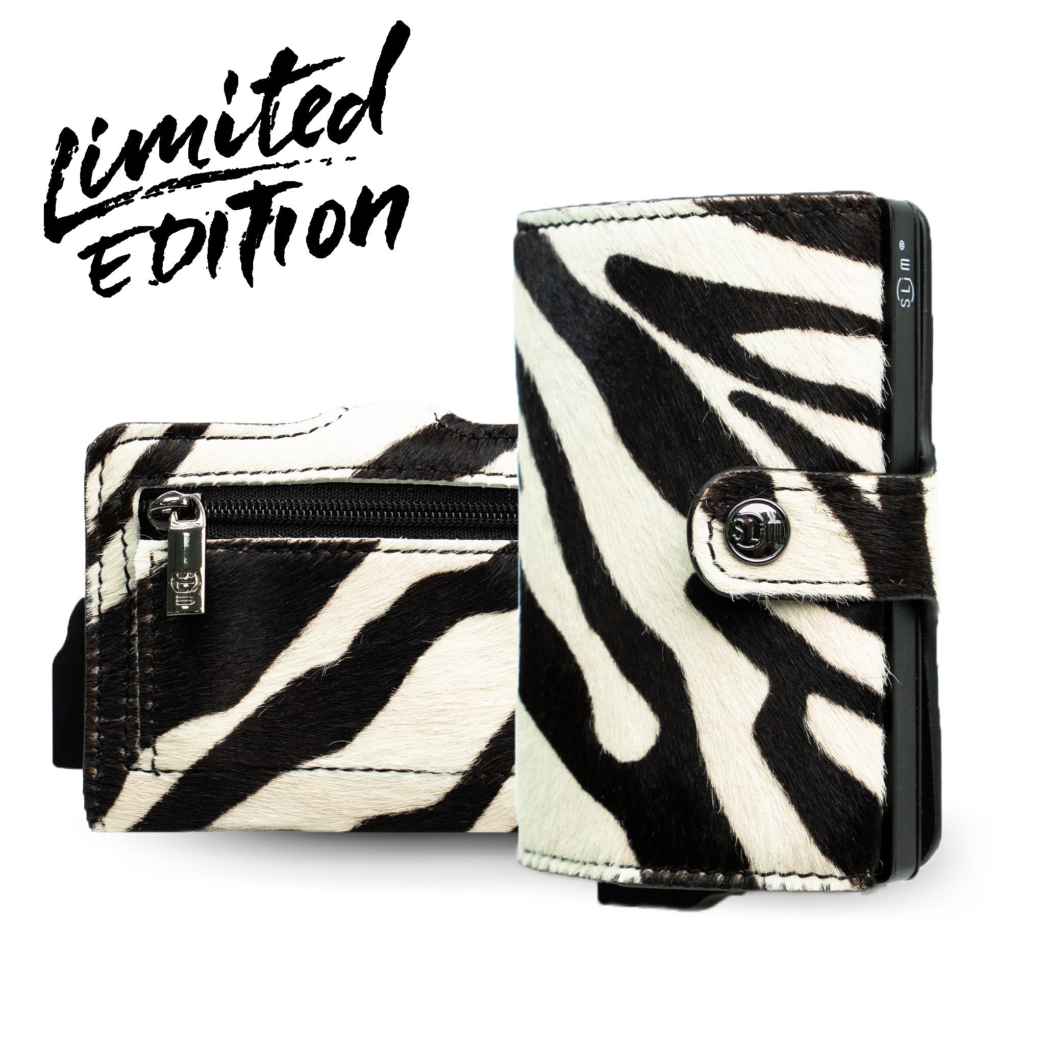SLim®️ Genuine Animalier Leather Fuchsia/Black with zip coin purse and Animalier heart key ring