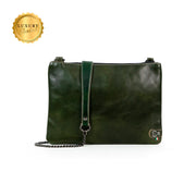 Pochette con Tracolla Vera Pelle Vegetale Verde