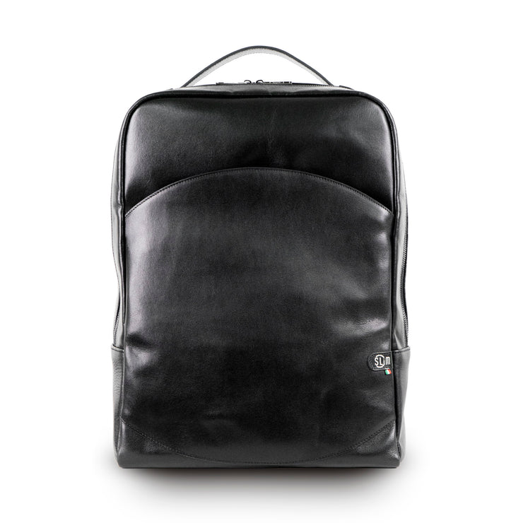 Genuine Leather Backpack Carbon Black