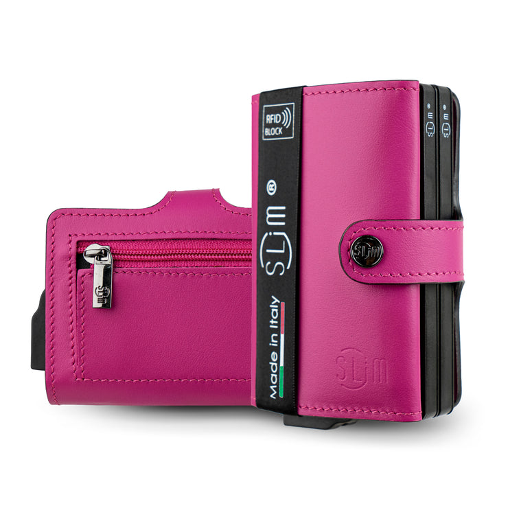 SLim®️ genuine leather blue petroleum multicolour wallet with zip
