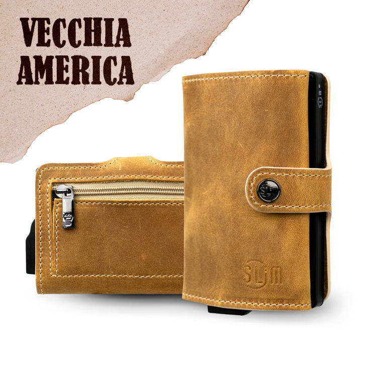 Genuine Crazy Horse Leather Card Holder in Sand with Zip