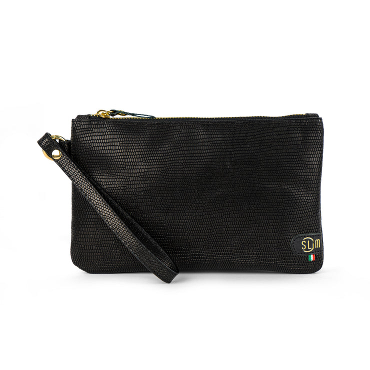Pochette con Polsiera Vera Pelle Tejus Nero e Oro